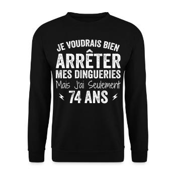 74th Birthday Gift Funny 74 Years - Unisex Sweatshirt - black - Front - Alina (178cm) & Michal (187cm)