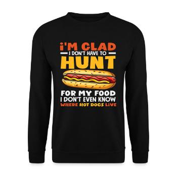 Hot Dog Lover I'm Happy Not To Have To Hunt - Unisex Sweatshirt - black - Front - Alina (178cm) & Michal (187cm)