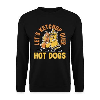 Parlons de hot-dogs Ketchup Amateur de hot-dogs - Sweat-shirt Unisexe - noir - Devant - Alina (178cm) & Michal (187cm)
