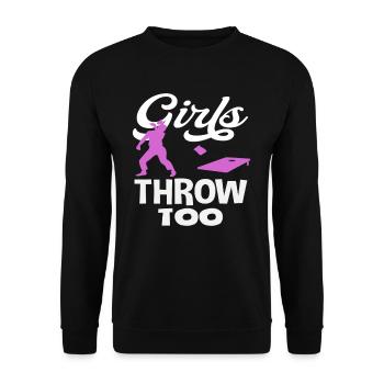 Cornhole Lover Girls Throw Also - Unisex Sweatshirt - black - Front - Alina (178cm) & Michal (187cm)