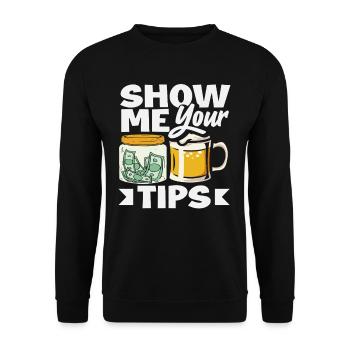 Montrez-moi vos conseils Barman Humour - Sweat-shirt Unisexe - noir - Devant - Alina (178cm) & Michal (187cm)