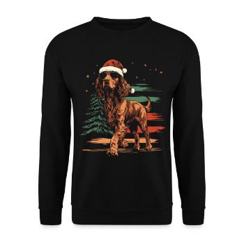 Irish Setter with Santa Hat and Sunglasses - Unisex Sweatshirt - black - Front - Alina (178cm) & Michal (187cm)
