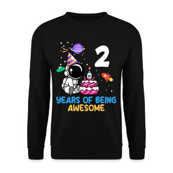 Two Years of Space Adventure Joy Birthday - Unisex Sweatshirt - black - Front - Alina (178cm) & Michal (187cm)