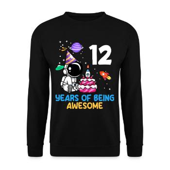 12 Years Being Unique Astronaut Birthday - Unisex Sweatshirt - black - Front - Alina (178cm) & Michal (187cm)