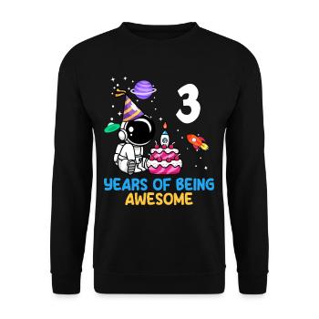 Three Years Astronaut Birthday Adventure - Unisex Sweatshirt - black - Front - Alina (178cm) & Michal (187cm)