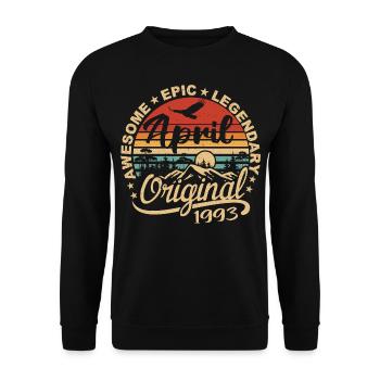 Cadeau Anniversaire avril 1993, Born in April 1993 - Sweat-shirt Unisexe - noir - Devant - Alina (178cm) & Michal (187cm)