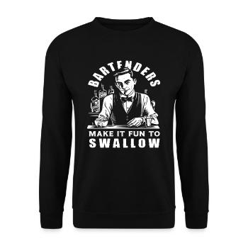 Barkeeper Machen Es Lustig Zu Schlucken - Unisex Pullover - Schwarz - Vorne - Alina (178cm) & Michal (187cm)