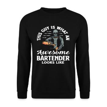 Voici à quoi ressemble un grand barman - Sweat-shirt Unisexe - noir - Devant - Alina (178cm) & Michal (187cm)