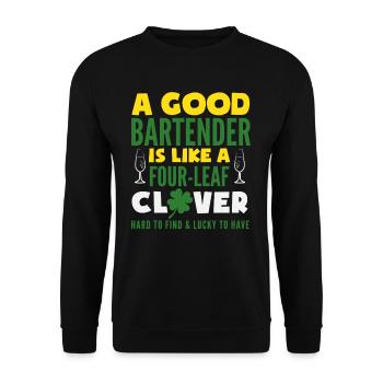 Un bon barman est un trèfle porte-bonheur - Sweat-shirt Unisexe - noir - Devant - Alina (178cm) & Michal (187cm)