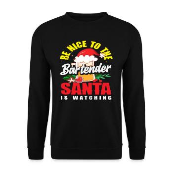 Sei Nett Zum Barkeeper Weihnachten - Unisex Pullover - Schwarz - Vorne - Alina (178cm) & Michal (187cm)