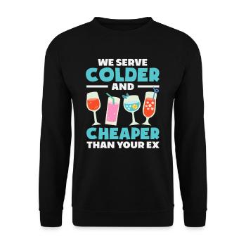Barkeeper Wir Servieren Kälter - Unisex Pullover - Schwarz - Vorne - Alina (178cm) & Michal (187cm)