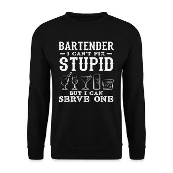 Bartender Ich Kann Stupid Servieren - Unisex Pullover - Schwarz - Vorne - Alina (178cm) & Michal (187cm)
