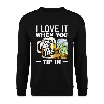 J’adore quand vous donnez un pourboire au barman - Sweat-shirt Unisexe - noir - Devant - Alina (178cm) & Michal (187cm)