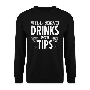 Le barman servira des boissons pour les pourboires - Sweat-shirt Unisexe - noir - Devant - Alina (178cm) & Michal (187cm)