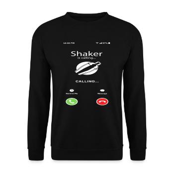 Shaker appelle un drôle de barman en disant - Sweat-shirt Unisexe - noir - Devant - Alina (178cm) & Michal (187cm)
