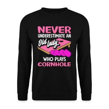 Cornhole Lover Old Lady - Unisex Sweatshirt - black - Front - Alina (178cm) & Michal (187cm)