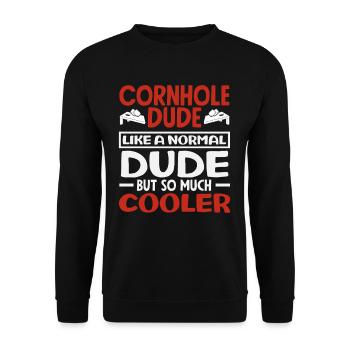 Cornhole Dude Cooler Cornhole Lover - Unisex Pullover - Schwarz - Vorne - Alina (178cm) & Michal (187cm)
