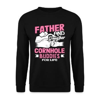 Vater Tochter Cornhole Liebhaber Freunde - Unisex Pullover - Schwarz - Vorne - Alina (178cm) & Michal (187cm)