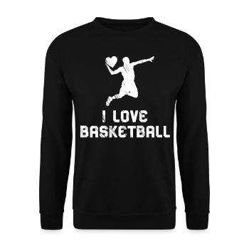 I Love Basketball – Heart for the Court - Unisex Sweatshirt - black - Front - Alina (178cm) & Michal (187cm)