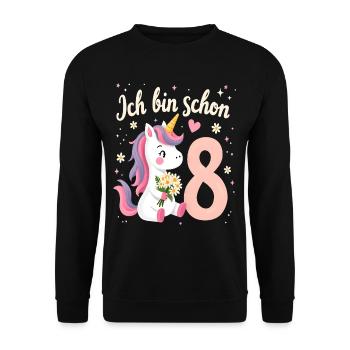 Cute Unicorn 8th Birthday for Girls - Unisex Sweatshirt - black - Front - Alina (178cm) & Michal (187cm)