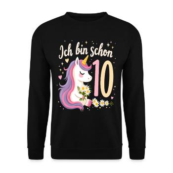 Licorne mignonne 10e anniversaire pour les filles - Sweat-shirt Unisexe - noir - Devant - Alina (178cm) & Michal (187cm)