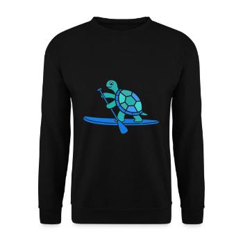 Cute Sea Turtle Paddleboarding - Unisex Pullover - Schwarz - Vorne - Alina (178cm) & Michal (187cm)
