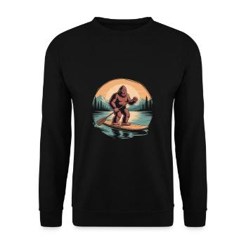 Vintage Bigfoot Paddleboarding - Unisex Pullover - Schwarz - Vorne - Alina (178cm) & Michal (187cm)
