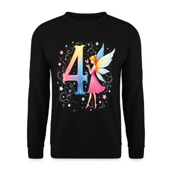 Douce Fée 4ème Anniversaire pour les filles - Sweat-shirt Unisexe - noir - Devant - Alina (178cm) & Michal (187cm)
