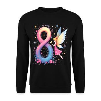 Sweet Fairy 8th Birthday for Girls - Unisex Sweatshirt - black - Front - Alina (178cm) & Michal (187cm)