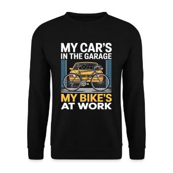 My Car’s in the Garage My Bike’s at Work Bike - Unisex Pullover - Schwarz - Vorne - Alina (178cm) & Michal (187cm)