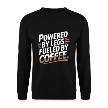Powered by Legs Fueled by Coffee. Bike Commuting - Unisex Pullover - Schwarz - Vorne - Alina (178cm) & Michal (187cm)