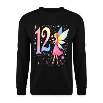 Süße Fee 12. Geburtstag für Mädchen - Unisex Pullover - Schwarz - Vorne - Alina (178cm) & Michal (187cm)