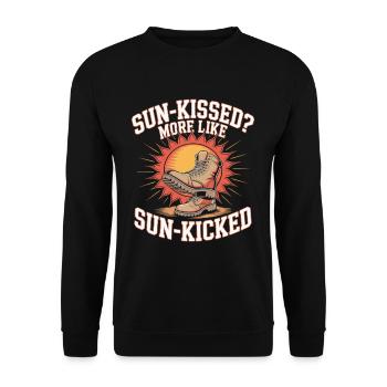 Sun Kissed More Like Sun Kicked Sunburn - Unisex Sweatshirt - black - Front - Alina (178cm) & Michal (187cm)