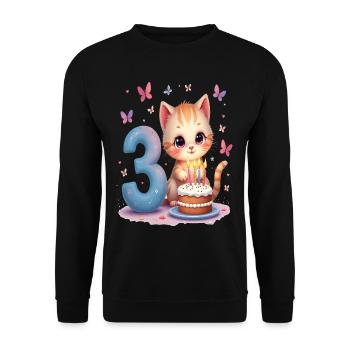 Chaton mignon 3ème anniversaire fille - Sweat-shirt Unisexe - noir - Devant - Alina (178cm) & Michal (187cm)