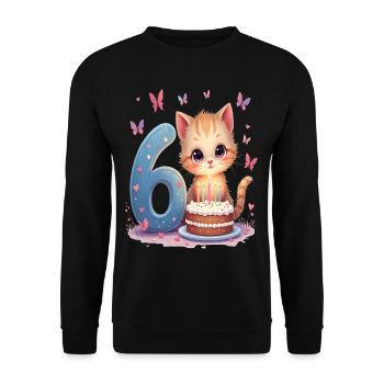 chaton mignon fille d’anniversaire 6e anniversaire - Sweat-shirt Unisexe - noir - Devant - Alina (178cm) & Michal (187cm)