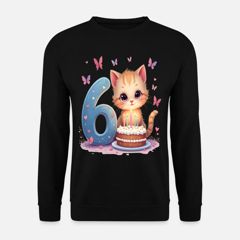 Cute Kitten 6th Birthday Girl - Unisex Sweatshirt - black