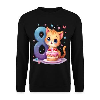 Cute Kitten 8th Birthday Girl - Unisex Sweatshirt - black - Front - Alina (178cm) & Michal (187cm)