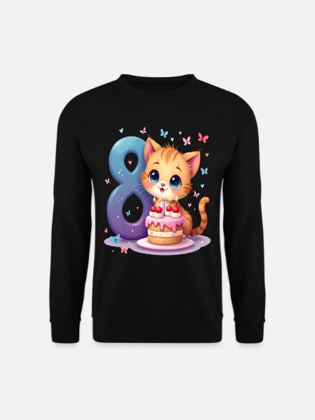 Cute Kitten 8th Birthday Girl - Unisex Sweatshirt - black