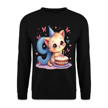 chaton mignon fille 9e anniversaire - Sweat-shirt Unisexe - noir - Devant - Alina (178cm) & Michal (187cm)