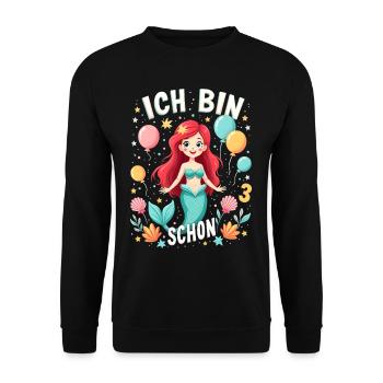 J’ai déjà 3 sirène fille d’anniversaire - Sweat-shirt Unisexe - noir - Devant - Alina (178cm) & Michal (187cm)