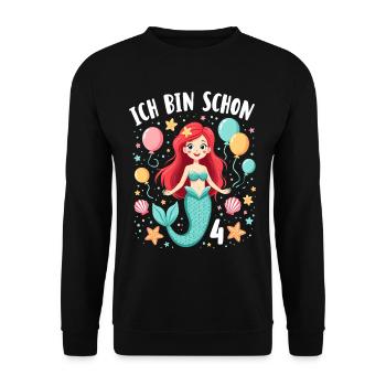 J’ai déjà 4 sirène fille d’anniversaire - Sweat-shirt Unisexe - noir - Devant - Alina (178cm) & Michal (187cm)