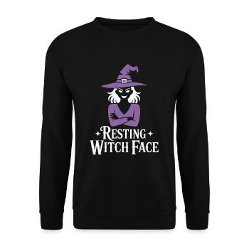 Resting Witch Face Halloween - Unisex Sweatshirt - black - Front - Alina (178cm) & Michal (187cm)