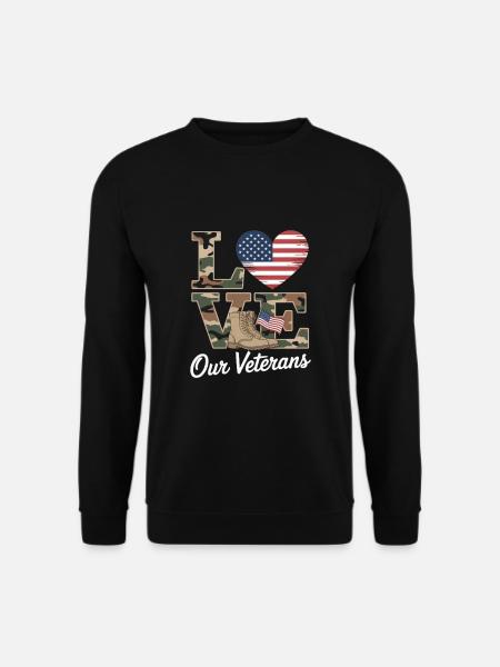 Love Our Veterans Veterans Day - Unisex Sweatshirt - black