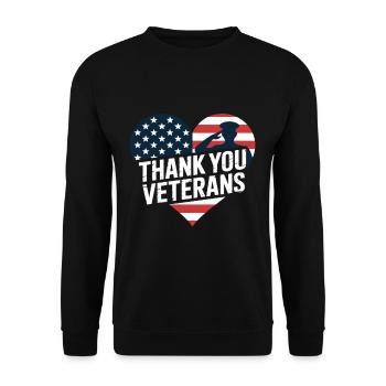 Remerciements aux anciens combattants Drapeau des États-Unis Journée des anciens combattants - Sweat-shirt Unisexe - noir - Devant - Alina (178cm) & Michal (187cm)