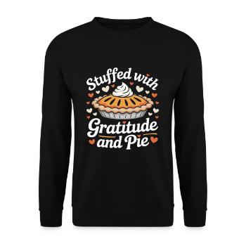 Stuffed with Gratitude and Pie Thanksgiving - Unisex Pullover - Schwarz - Vorne - Alina (178cm) & Michal (187cm)