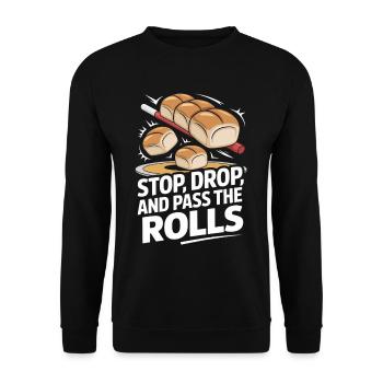 Arrêtez-vous, laissez tomber et passez les rouleaux Thanksgiving - Sweat-shirt Unisexe - noir - Devant - Alina (178cm) & Michal (187cm)