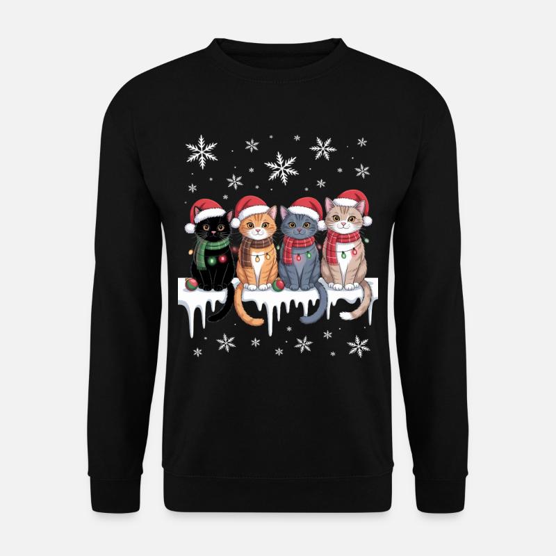 Cute Cat Reindeer Christmas - Unisex Sweatshirt - black