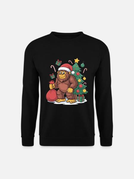 Bigfoot Christmas Tree Presents Christmas - Unisex Sweatshirt - black