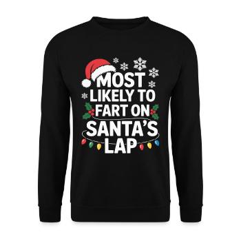 Most Likely To Fart On Santas Lap Funny Christmas - Unisex Sweatshirt - black - Front - Alina (178cm) & Michal (187cm)