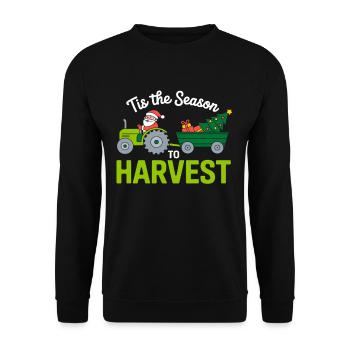 Tis The Season To Harvest Farm Tractor Christmas - Unisex Sweatshirt - black - Front - Alina (178cm) & Michal (187cm)